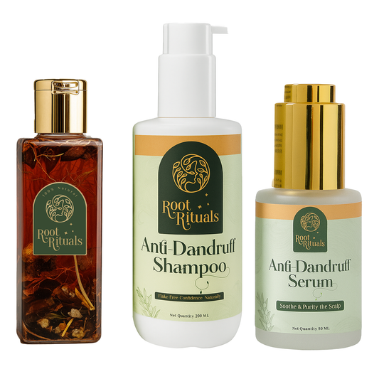 Root Rituals Anti Dandruff Kit | Hair oil, Anti Dandruff Shampoo & Anti Dandruff Serum