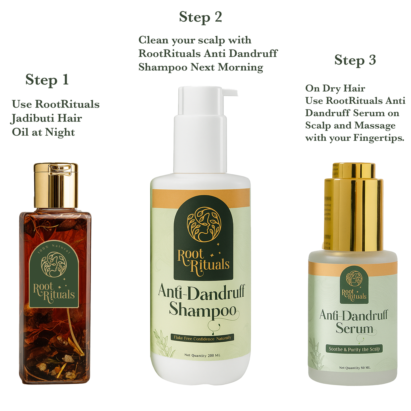 Root Rituals Anti Dandruff Kit | Hair oil, Anti Dandruff Shampoo & Anti Dandruff Serum