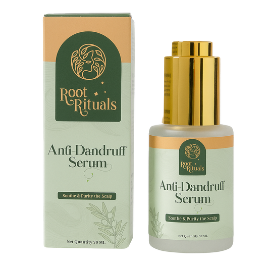 RootRituals Anti Dandruff Leave-in serum to fight dandruff, reduce flakes, and calm irritation.