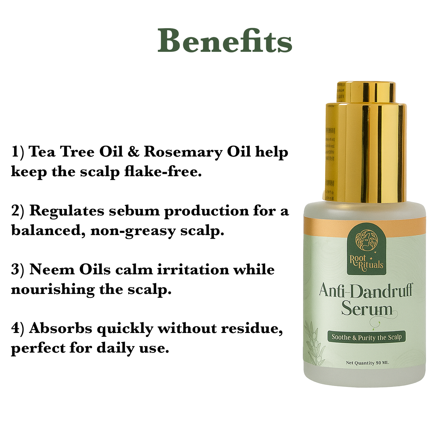 RootRituals Anti Dandruff Leave-in serum to fight dandruff, reduce flakes, and calm irritation.