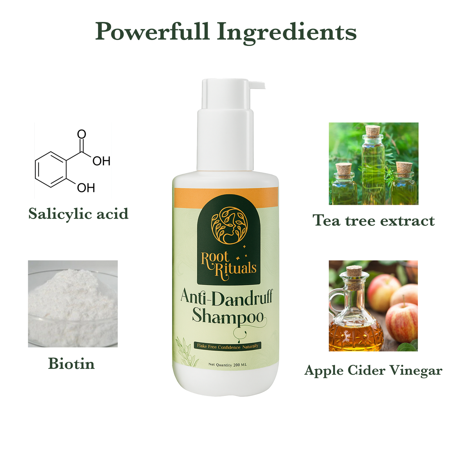 RootRituals Anti dandruff Shampoo with Tea Tree & Zinc.